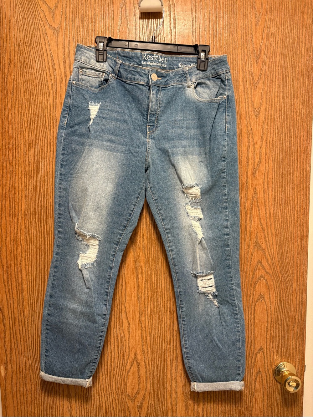 Women's Distressed Blue Denim Boyfriend Jeans